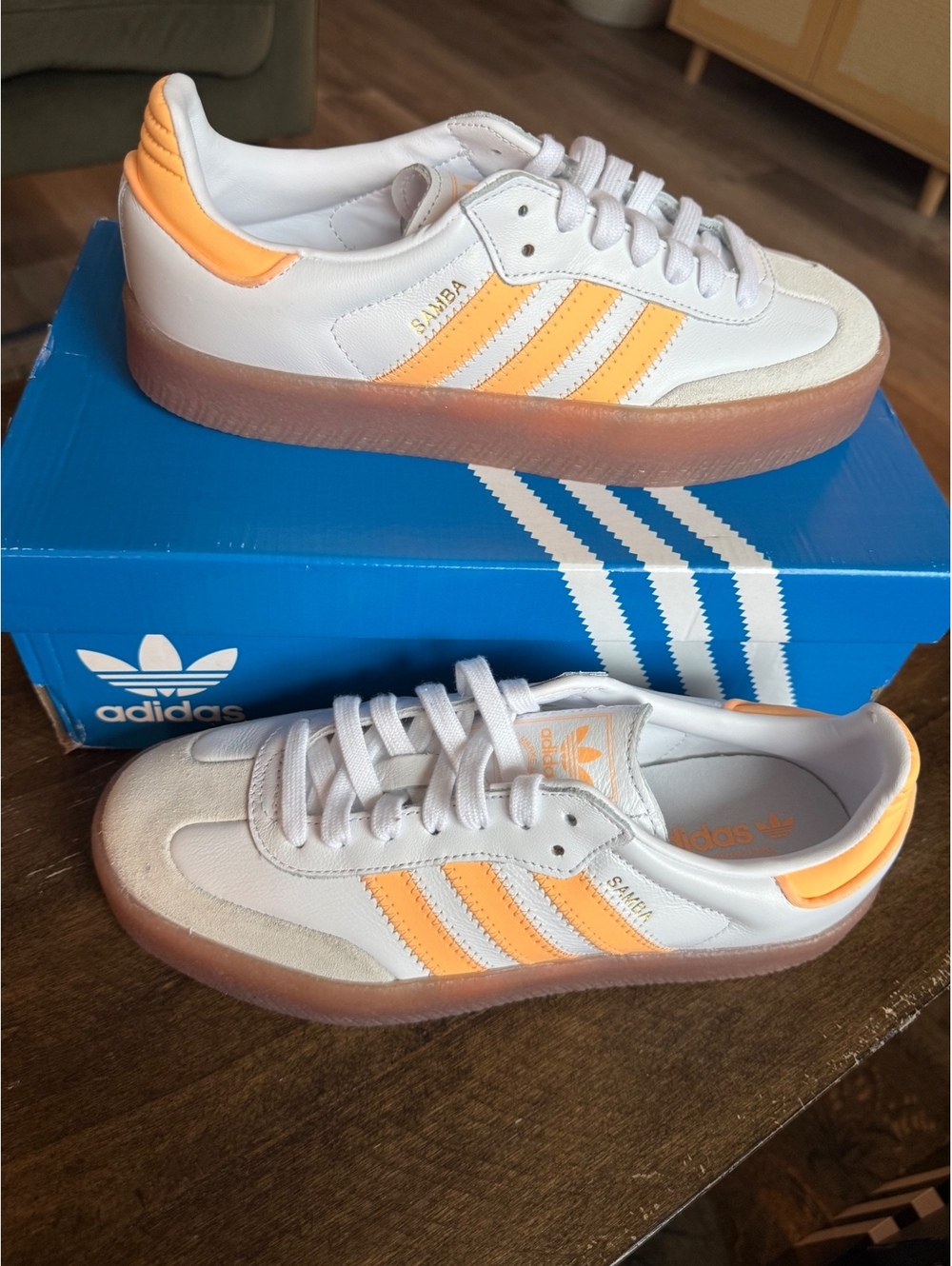 Adidas Samba Retro Women’s Sneakers White and Orange